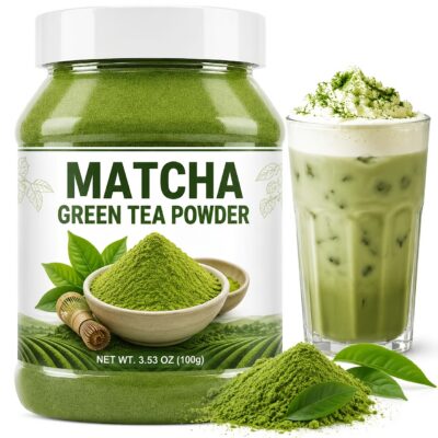 Pure Matcha Powder, 1 Packet/100g, Unsweetened Green Tea Powder, Easy To Mix, Fine Texture, Suitable For Beverages, Desserts, Yogurt, Holiday Parties, And Everyday Household Use.