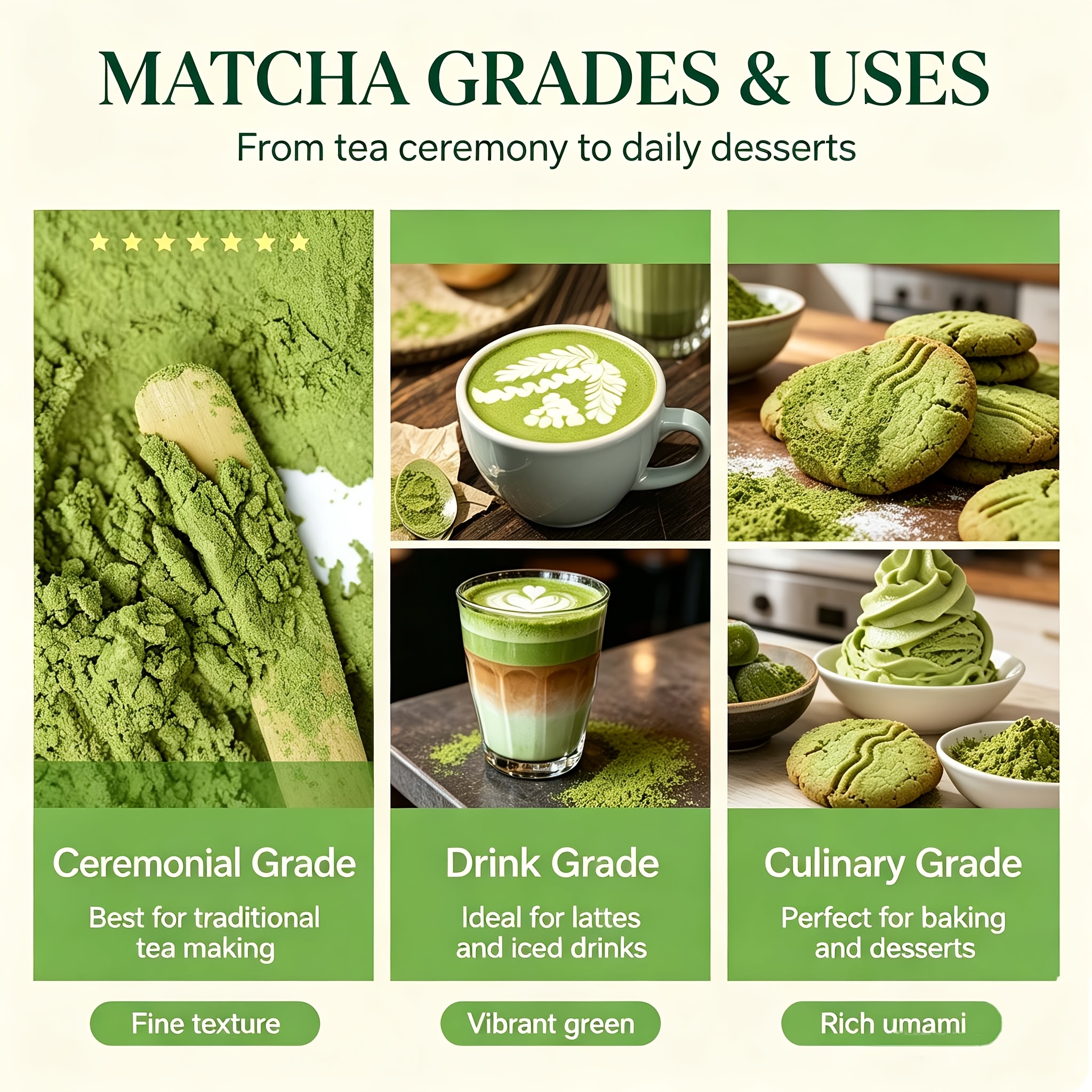 Pure Matcha Powder, 1 Packet/100g, Unsweetened Green Tea Powder, Easy To Mix, Fine Texture, Suitable For Beverages, Desserts, Yogurt, Holiday Parties, And Everyday Household Use. - Image 4